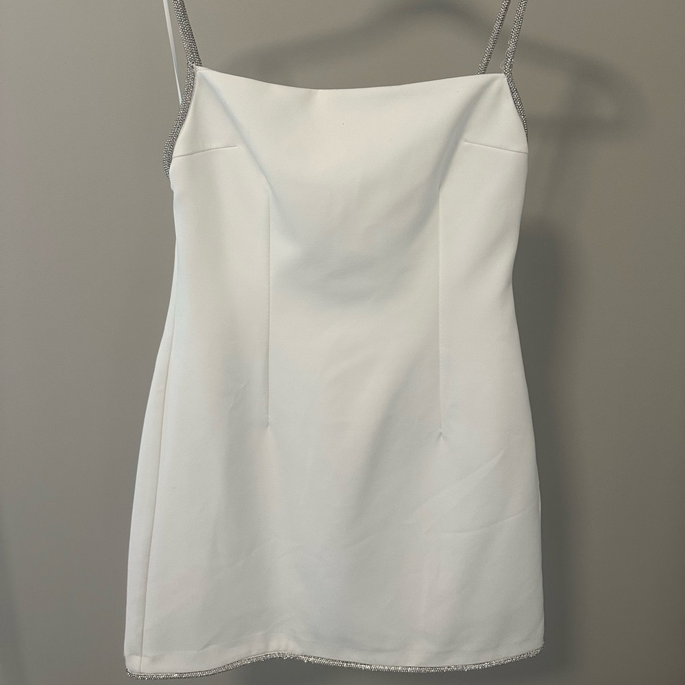 Zara White Mini Dress with Rhinestones - Size Small
